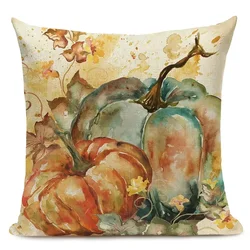 Colorful Watercolor Pumpkin Pillow Case Linen 45*45cm Decor Autumn Cushion Cover for Car Sofa Pillowcase