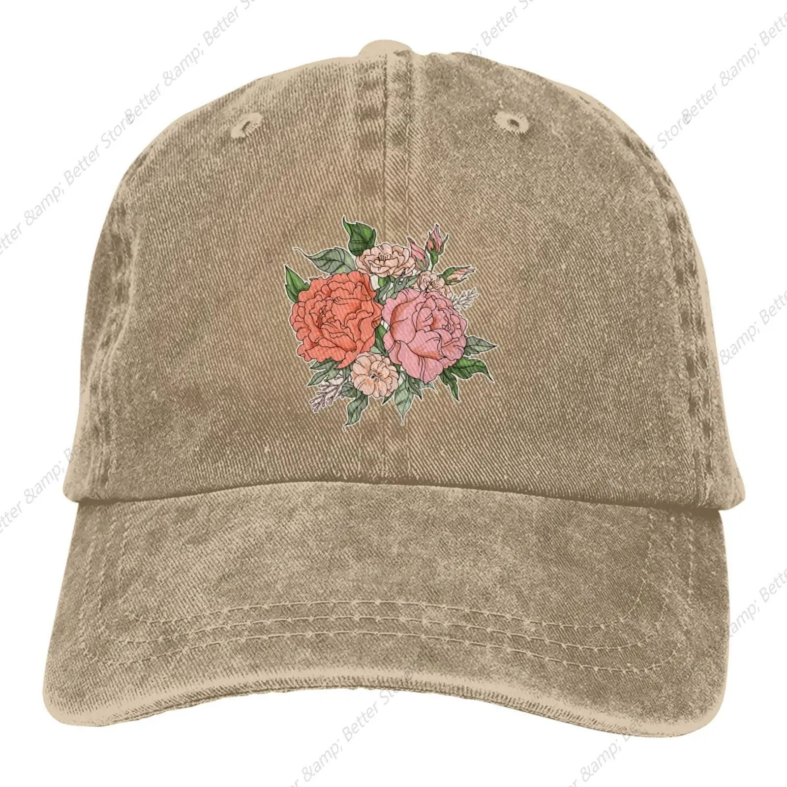 Flowers Art Design Baseball Cap Golf Dad Hat Adjustable Original Classic Low Profile Cotton Hat Men Women