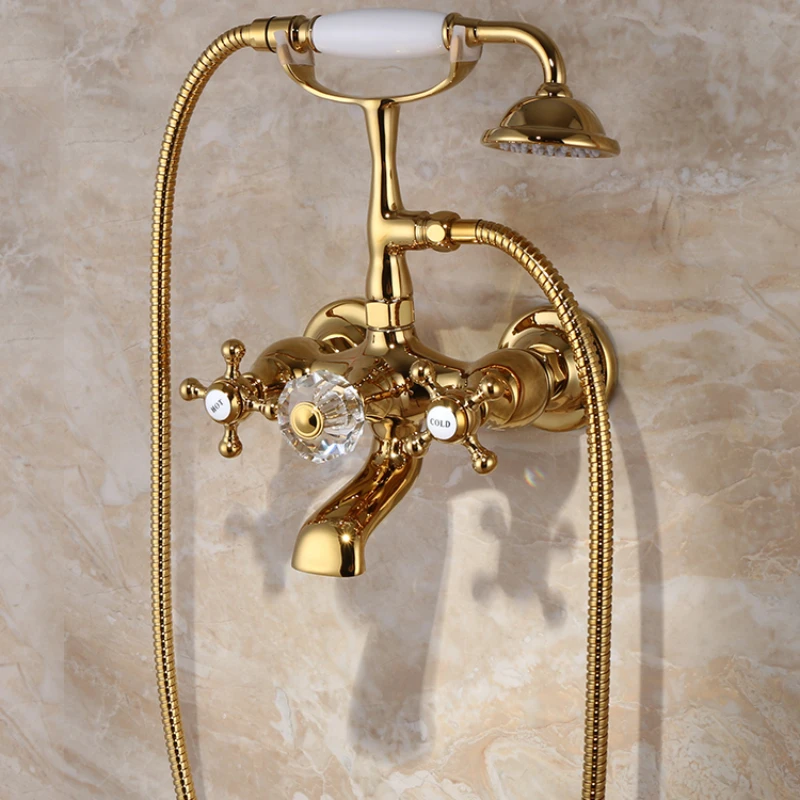 

Gold jade, all copper, floor standing, wall mounted, edge mounted hot and cold bathtub faucet