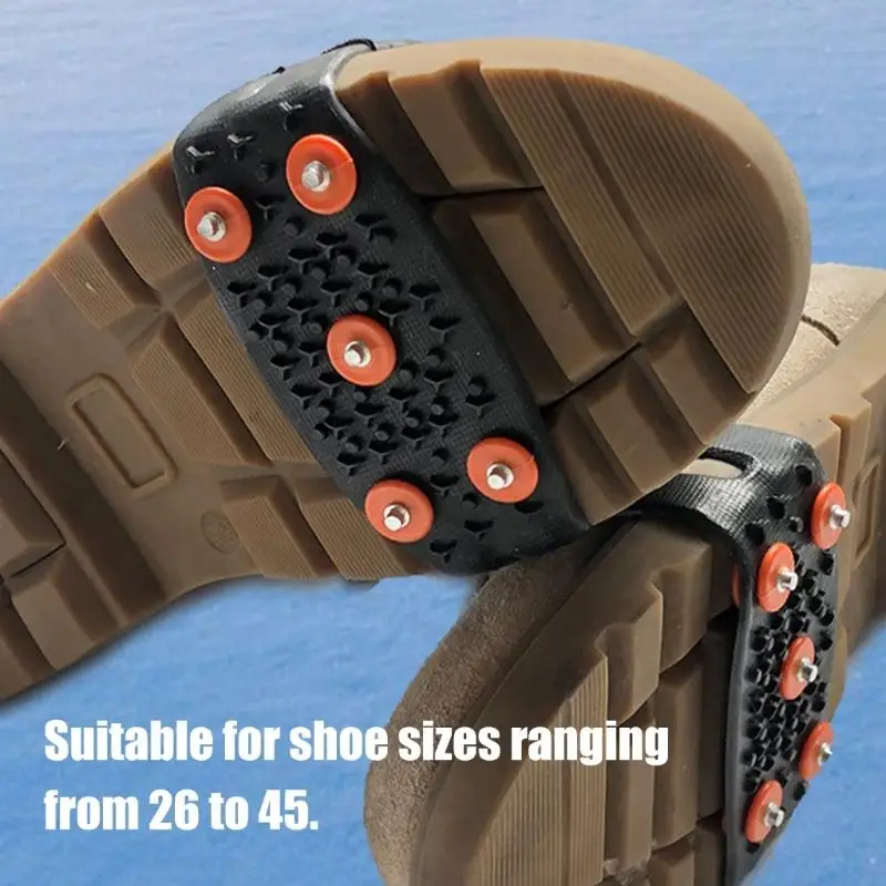5 Teeth Ice Cleats Slip On Snow & Ice Spikes 5 Teeth Winter Snow Traction Crampons Anti Slip Shoe Cover for Hiking
