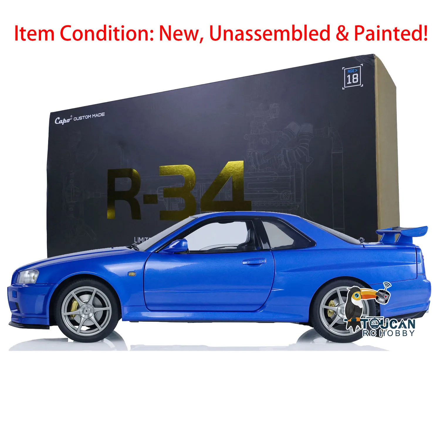 Sale Capo R34 RC Racing Car Kits 1/8 Painted Unassembled Model Metal Electric High-Speed Drifting Vehicles Toy Gift TH22605