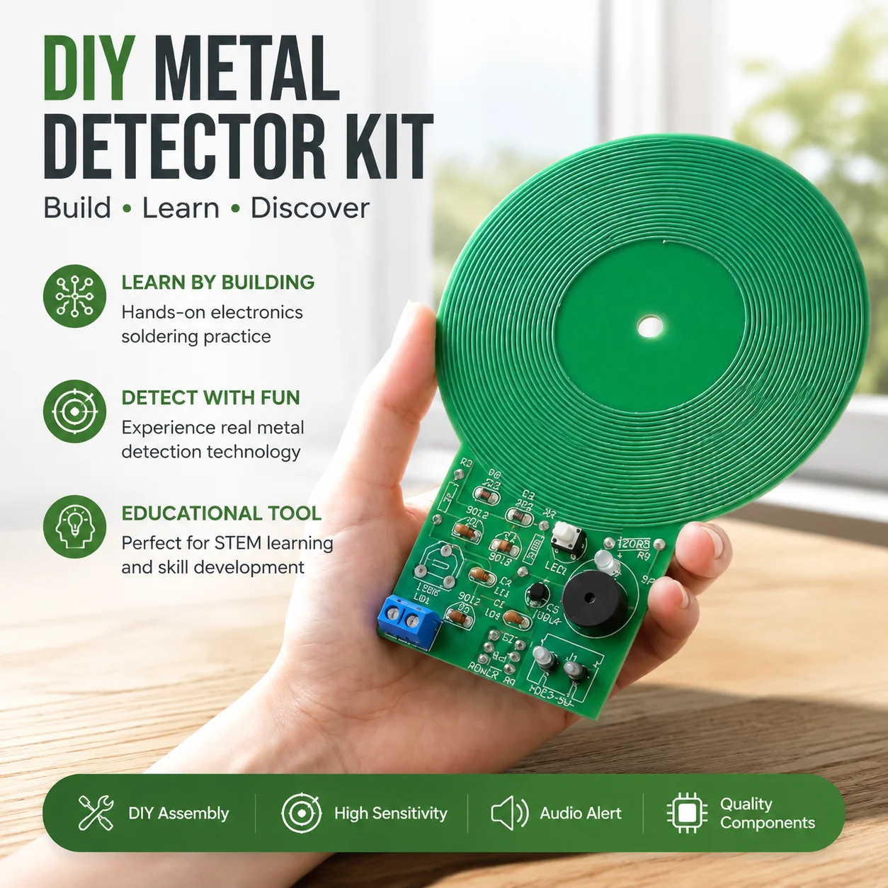 DIY Metal Detector Kit Electronic Module Soldering Practice Board Circuit Board Assemble Learning Tool Set
