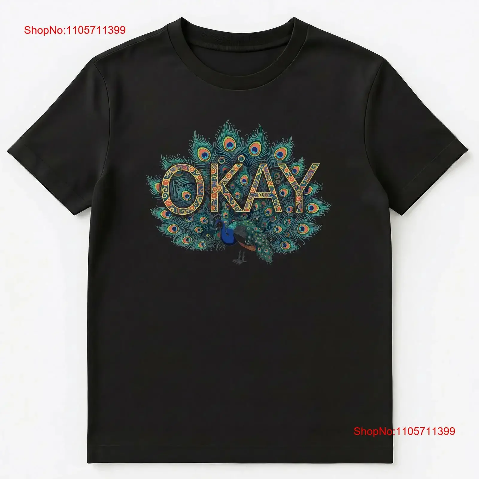 Peacock Wordplay Animal Okay T Shirt long or short sleeves vintage Washed streetwear Unisex Top For Everyday Wear Slightly
