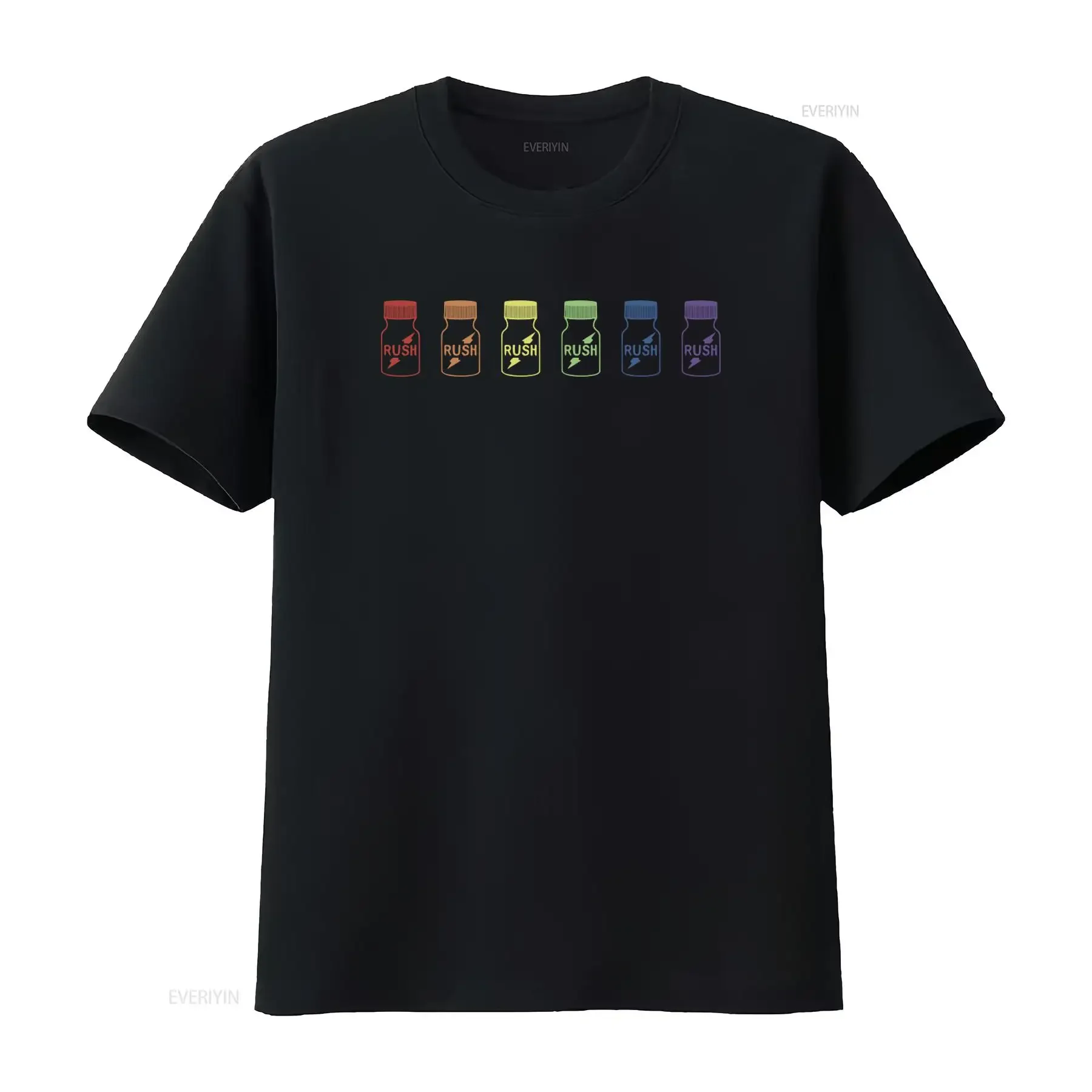 Gay Pride Rainbow T Shirt with Poppers Bottle Perfect for Friends vintage Washed Versatile fashion Breathable Casual homme