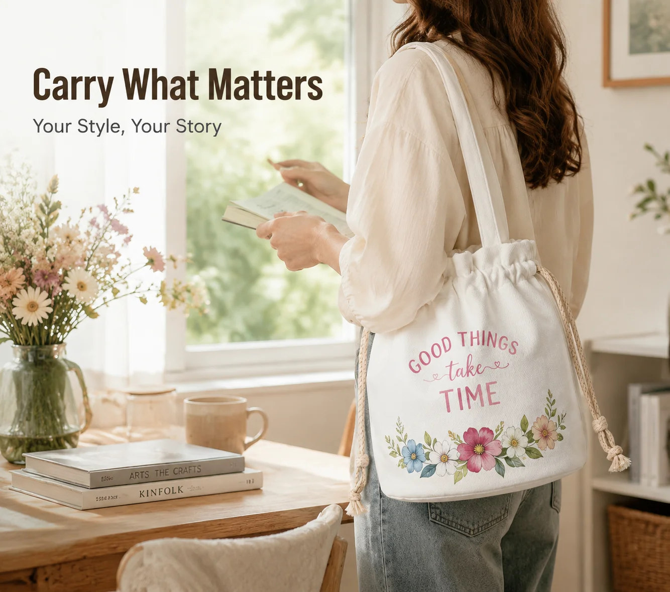 Personalized Photo Drawstring Tote Bag Custom Picture Bucket Purse Birthday Gift for Women Best Friend Fashion Handbag