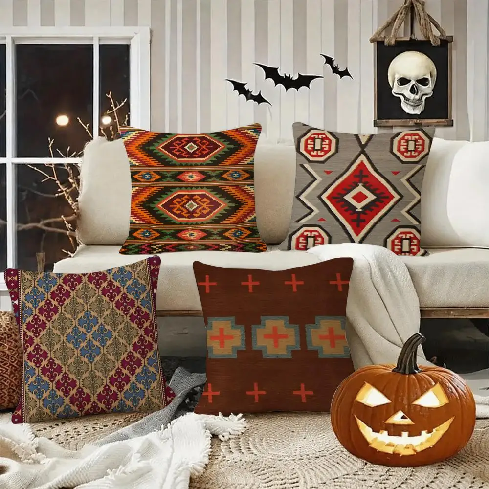 Turkish Kilim Navaho Cushion Cover Halloween decoration trick or treat cushion cover, ghost, pumpkin head, bat decoration