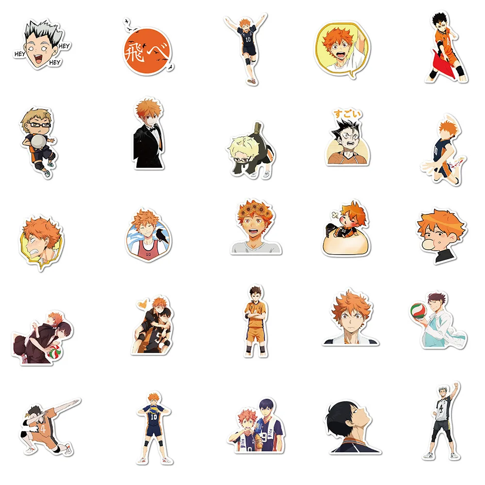 สติกเกอร์ลายการ์ตูน Haikyuu shoyo ซีรีย์50ชิ้นเหมาะสำหรับท้ายรถมอเตอร์ไซค์ของเล่นสติกเกอร์ DIY กันน้ำ