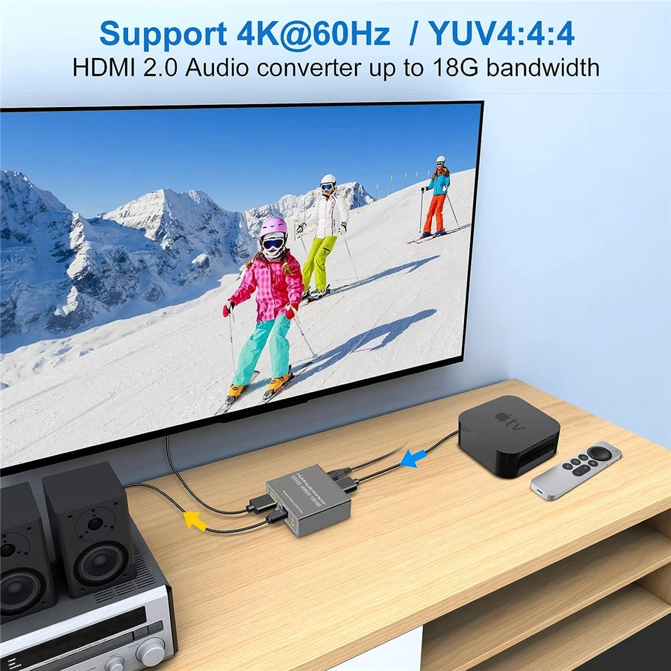 Navceker 4K wideo ekstraktor Audio HDMI-kompatybilny z konwerter Audio 3.5MM SPDIF optyczny Adapter rozdzielacz Stereo TOSLINK