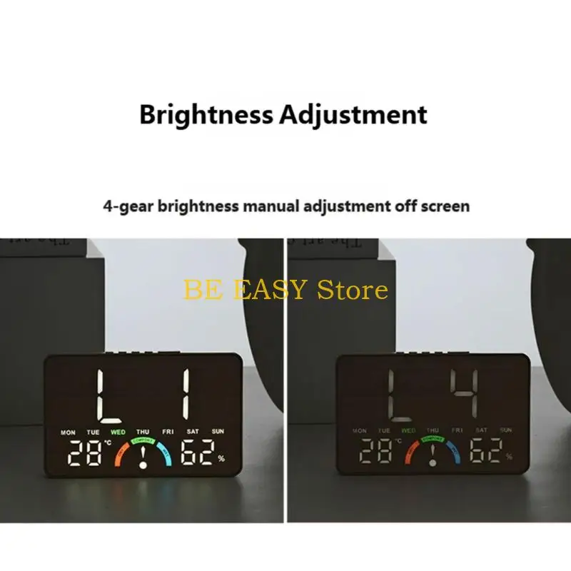 E28F Electronic LED Clock with Several Room Readings, ABS Housing and a Choice of Hanging or Upright Desk Placement