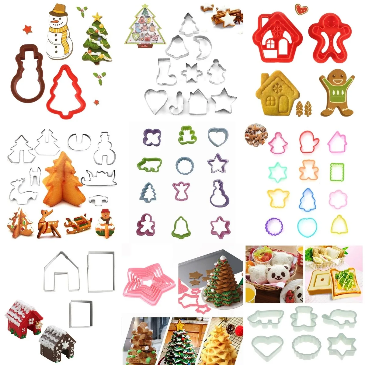 1Set Christmas Cake Molds Christmas Tree Cookie Molds Gingerbread Christmas Tree Decorating Tools Gifts DIY Baking Cookie Molds