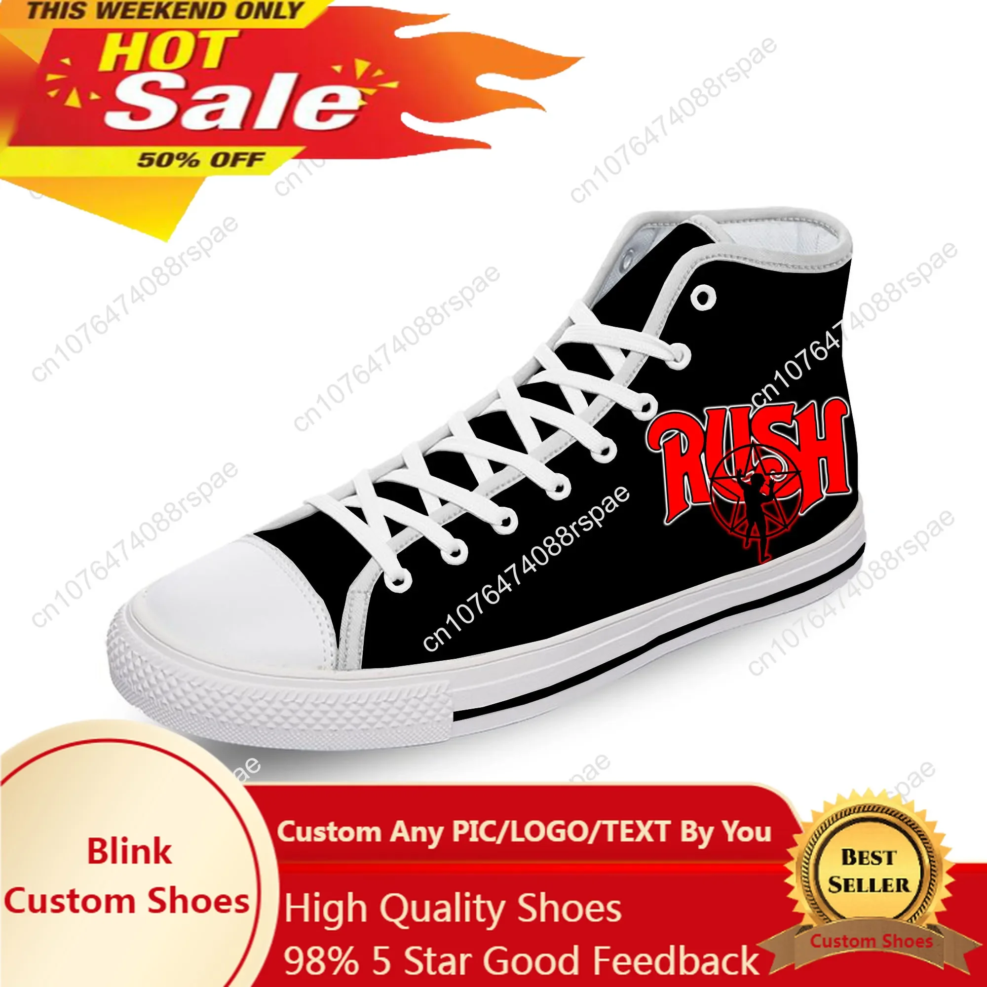 Baskets montantes avec impression 3D pour hommes et femmes, chaussures décontractées pour adolescents, chaussures de course en toile, cosplay, respirant, léger, Rush Band