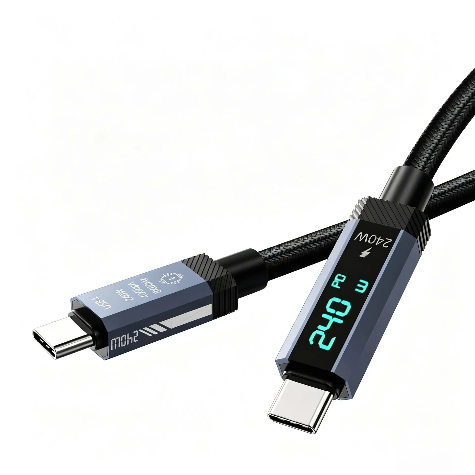 PD240W 8K60Hz E-Marker Chip Digital Display 40Gbps Thunderbolt USB4 Type C Fast Charging Cable For Phone 15 16 17 Tablet Laptop