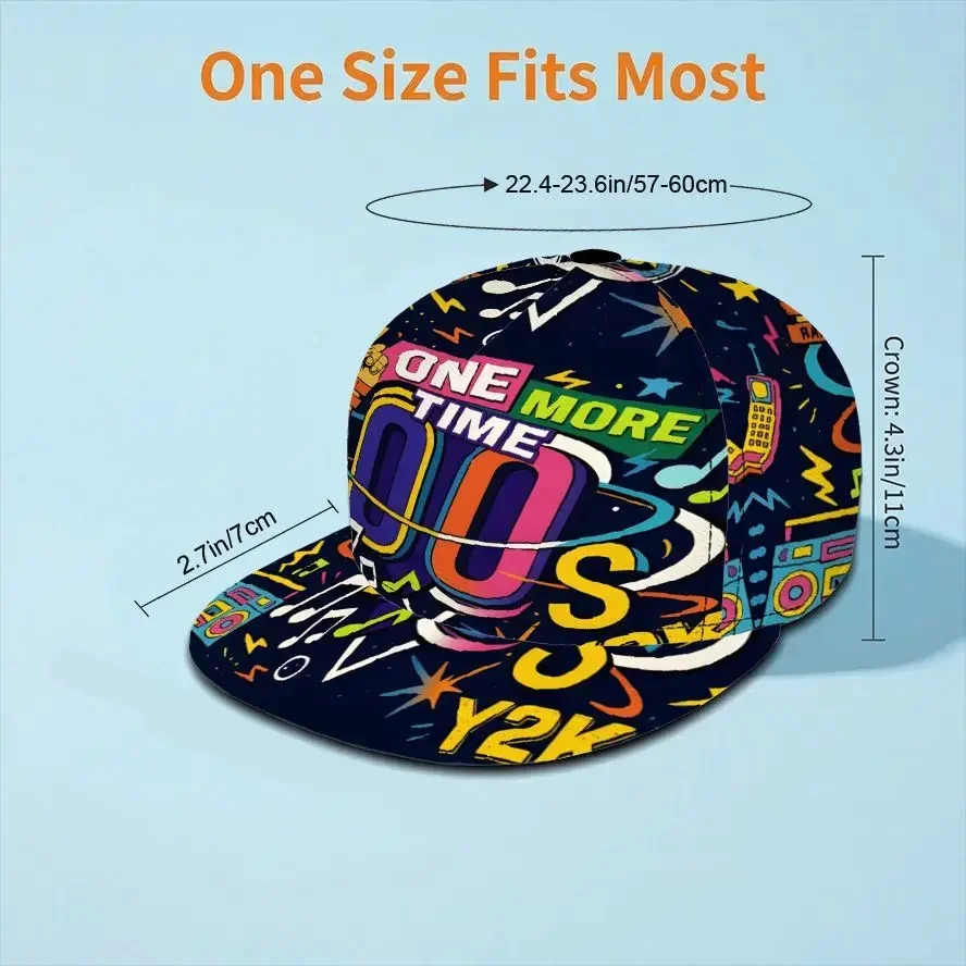 Custom Hats 1pc Back In The 2000S, Music Symbol Patterns 2D Flat Pattern Fashionable Baseball Cap, Sun Hat, Hip-Hop Hat