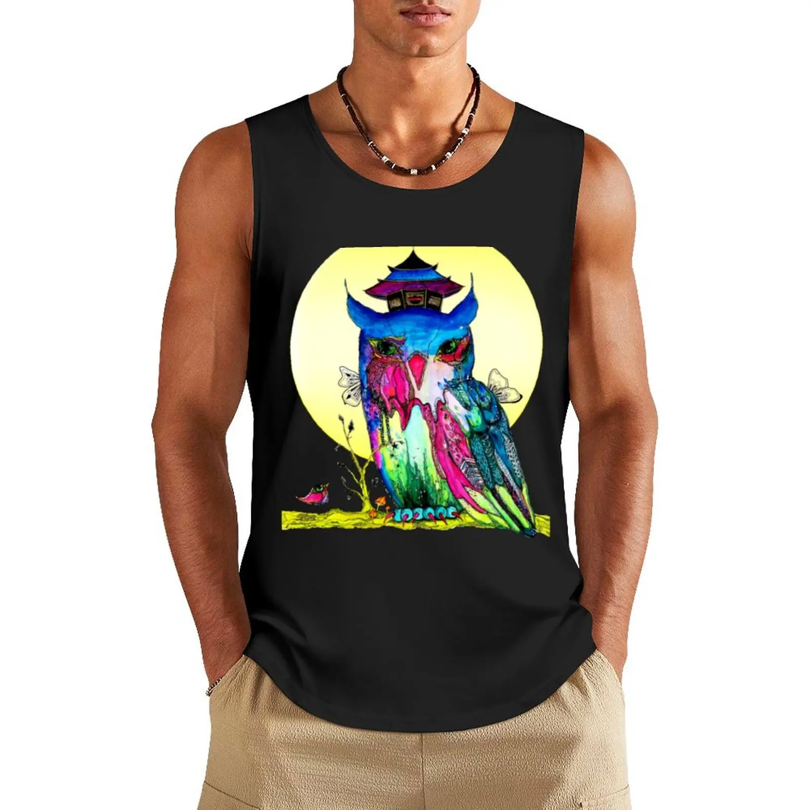 

Owl Tank Top clothes for men sports clothes for men vest men Fitness clothing