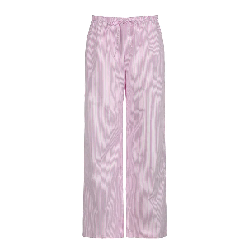 Pantalones informales a rayas con contraste de colores, pantalones de pierna ancha holgados, pantalones largos de punto de cintura alta para mujer, verano 2024 eBay transfronterizo