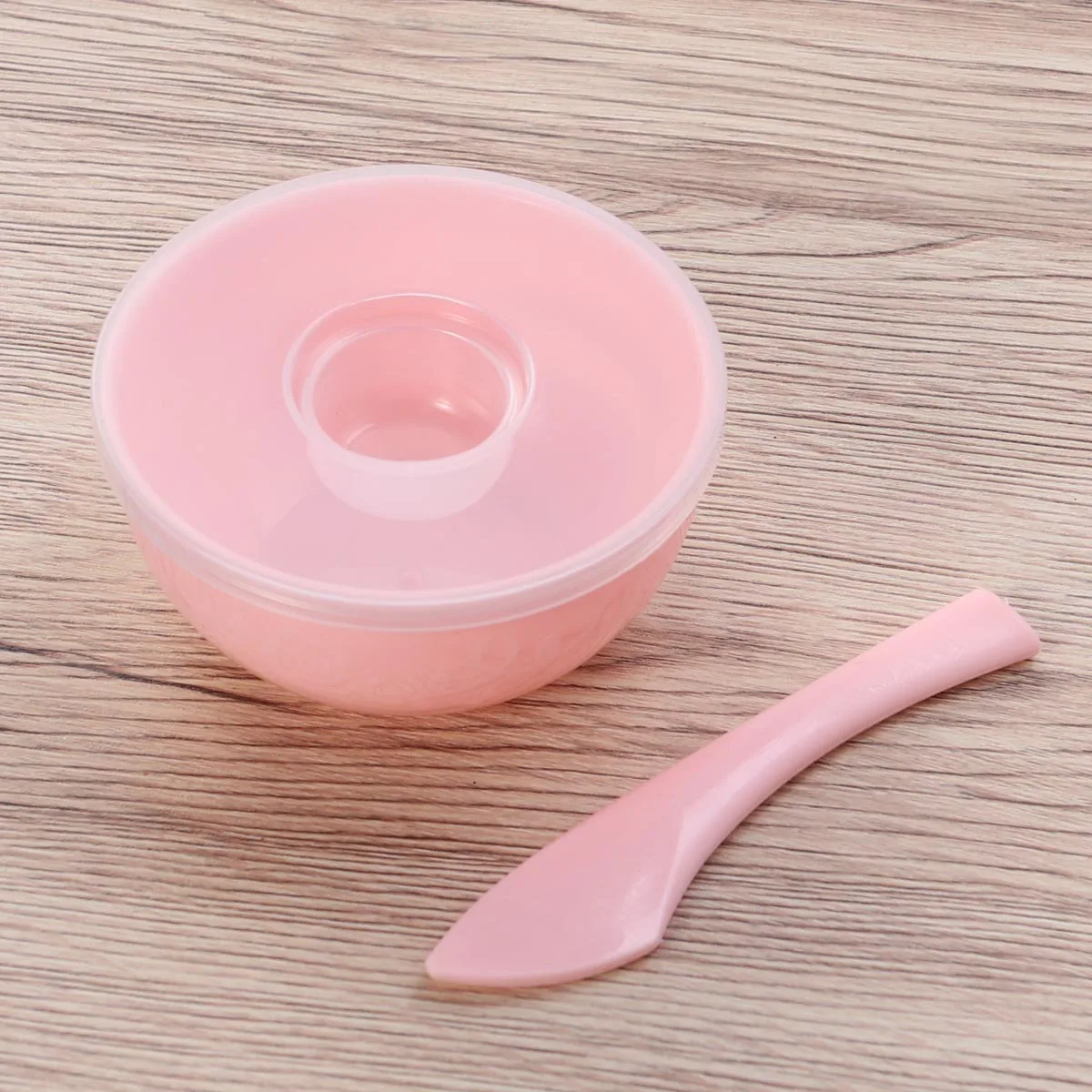 مجموعة غطاء وعاء قناع الوجه 3 في 1 من البلاستيك DIY أدوات مكياج محمولة للاستخدام المنزلي باللون الوردي #3