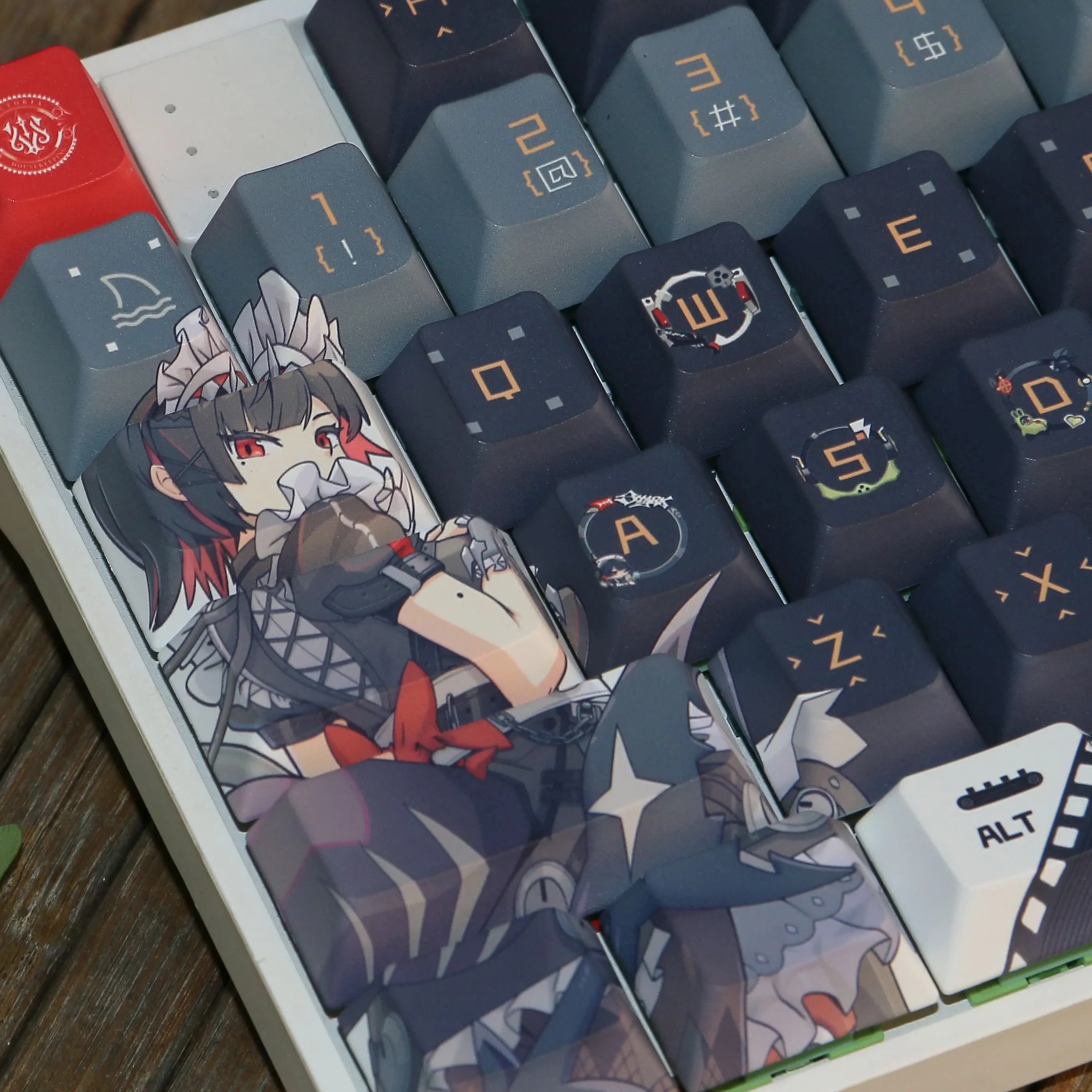 게임 Zenless Zone Zero Ellen Joe PBT 키 캡 코스프레 소품 축 측면 새겨진 Mechanicale Keycaps 게임 탁상 용품