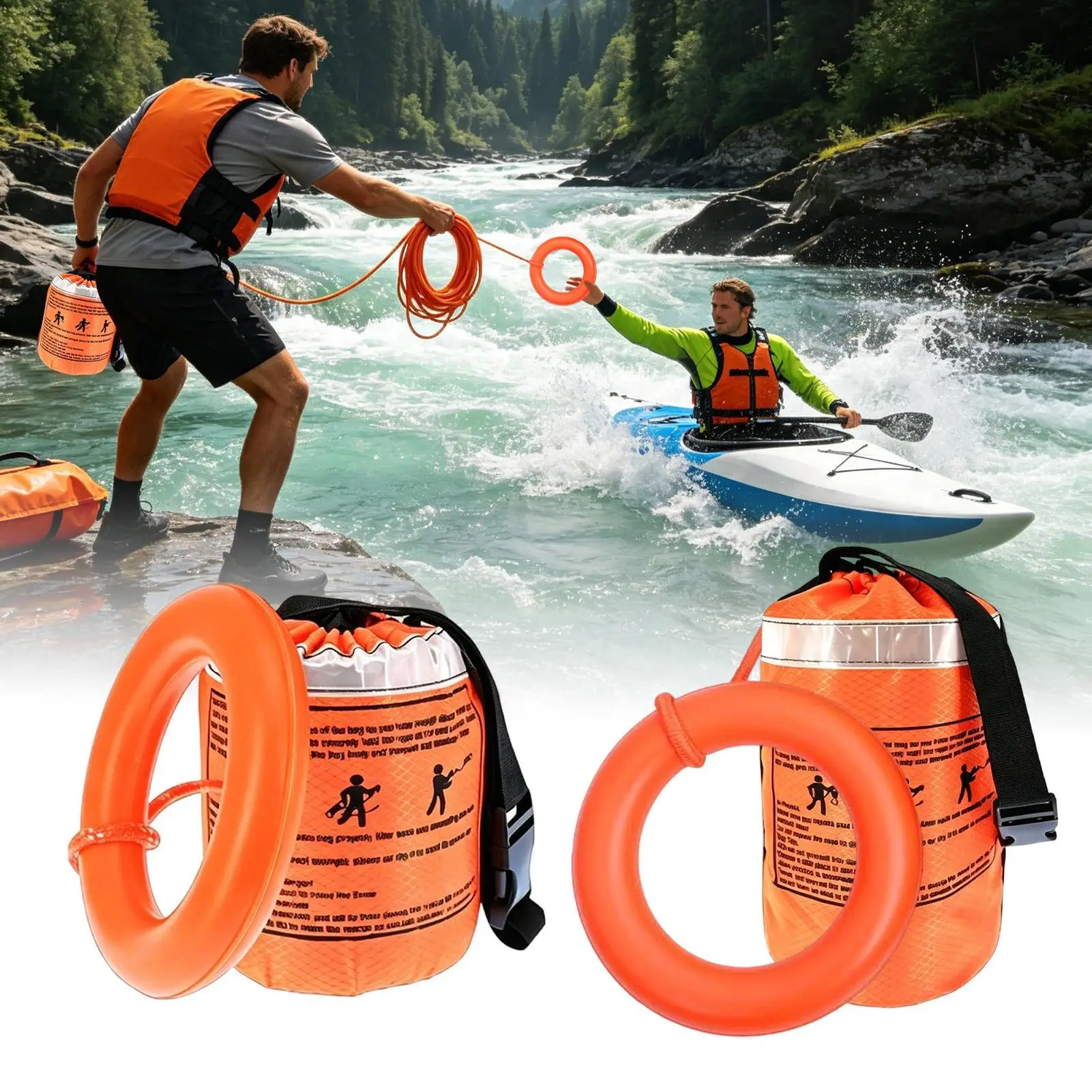 Throwable Flotation Device with Hand Ring Rope Floating Portable Safety Equipment Boating Water Rescue Flotation Bag for Outdoor