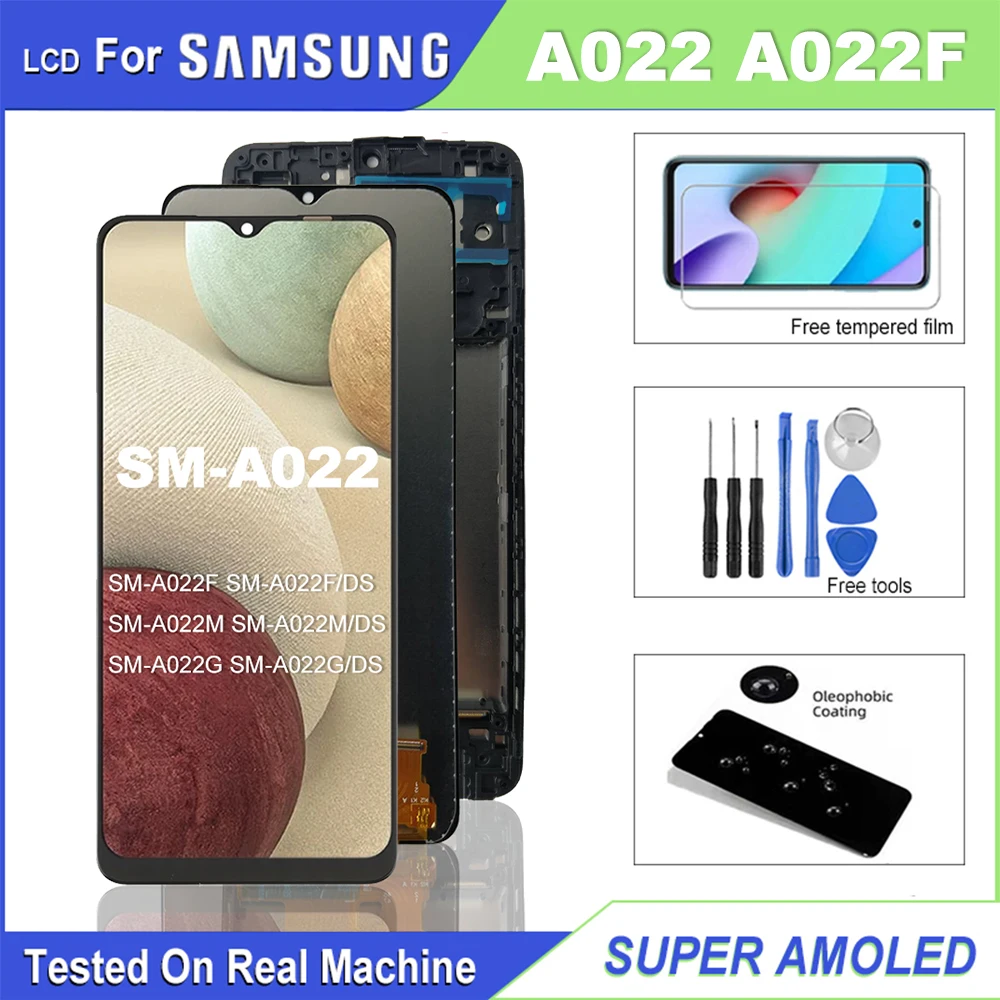 Para samsung galaxy a022 lcd a022f a022m a022g display touch screen digitador assembléia peças para samsung a022 tela de exibição + ferramenta