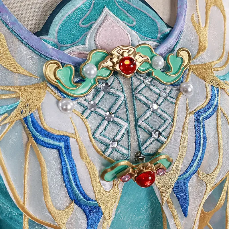 Игра Naraka: Bladepoint Lannie, карнавальный костюм в китайском стиле, зеленая юбка Hanfu, парик, женская обувь, сексуальный традиционный фестивальный костюм6;d'