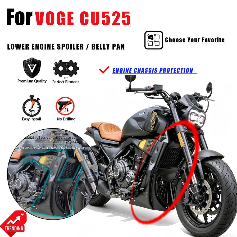 

For VOGE CU525 Motorcycle Engine Spoiler Lower Cowl Belly Pan Guard Plate Decorative Cover Accesorios Moto Proteccion Motor