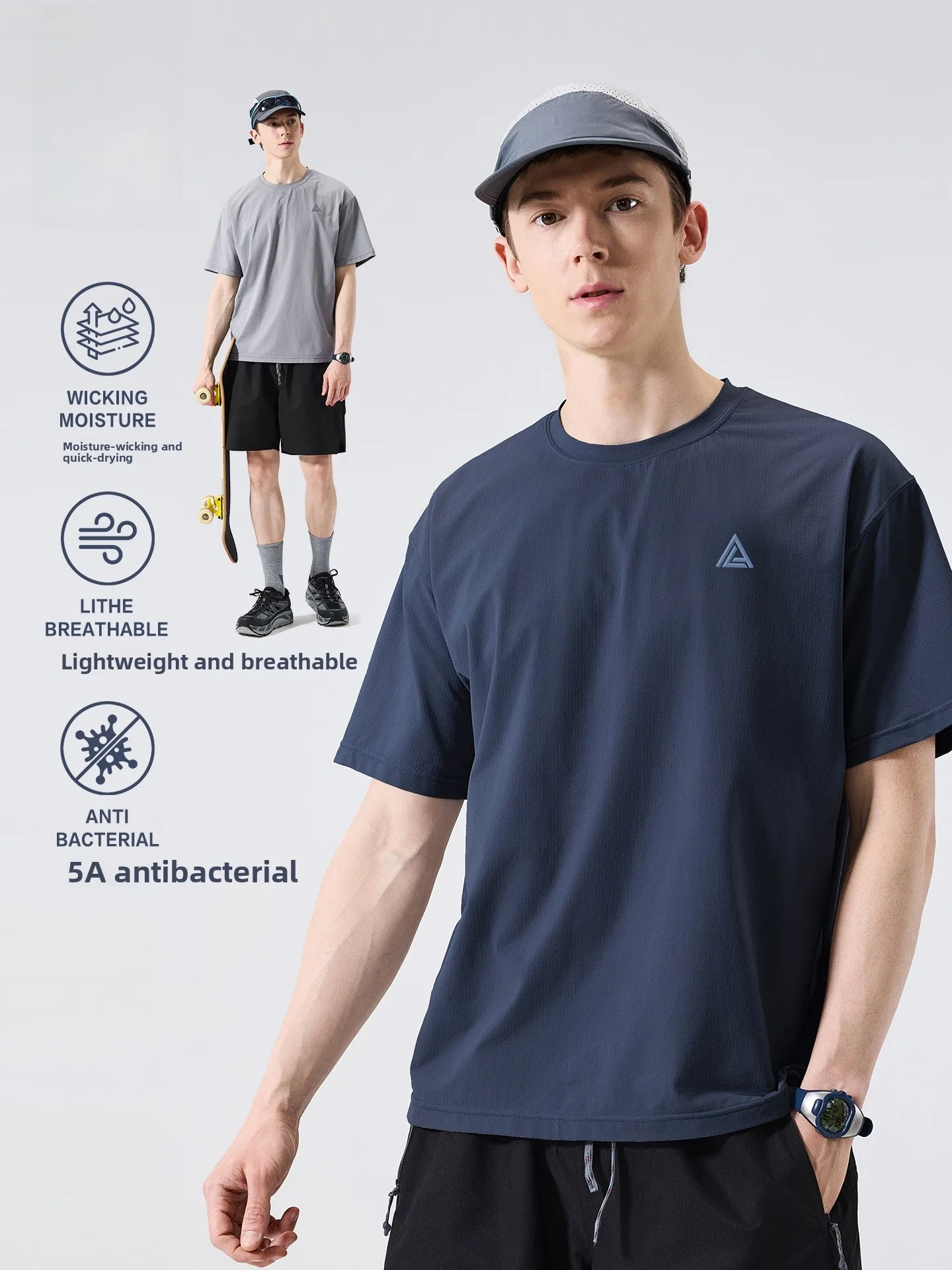 LAZY DAY Outdoor Lightweight Quick Dry Sports T-Shirt Men Summer Breathable Climbing Fitness Short Sleeve Casual round Neck