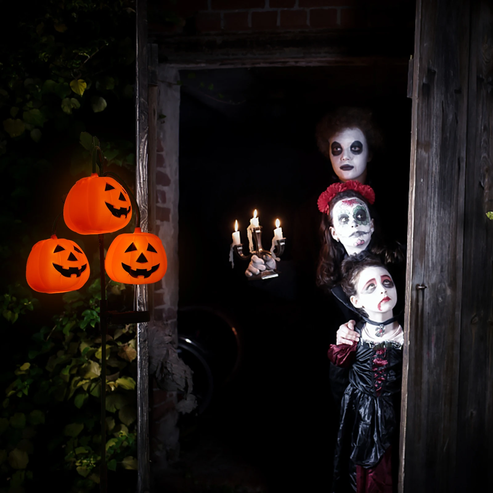

Halloween Pumpkin Landscape Lights Solar Powered Ground Inserting Lamp nament Outdoor Decorations LED Garden Lighting Festival