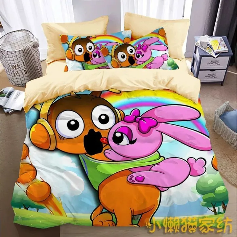 

Cartoon Sprunki Four Piece Cute Duvet Set for Girls, Children's Blankets, Elementary School Students, Girls' Bed Sheets, Bedding
