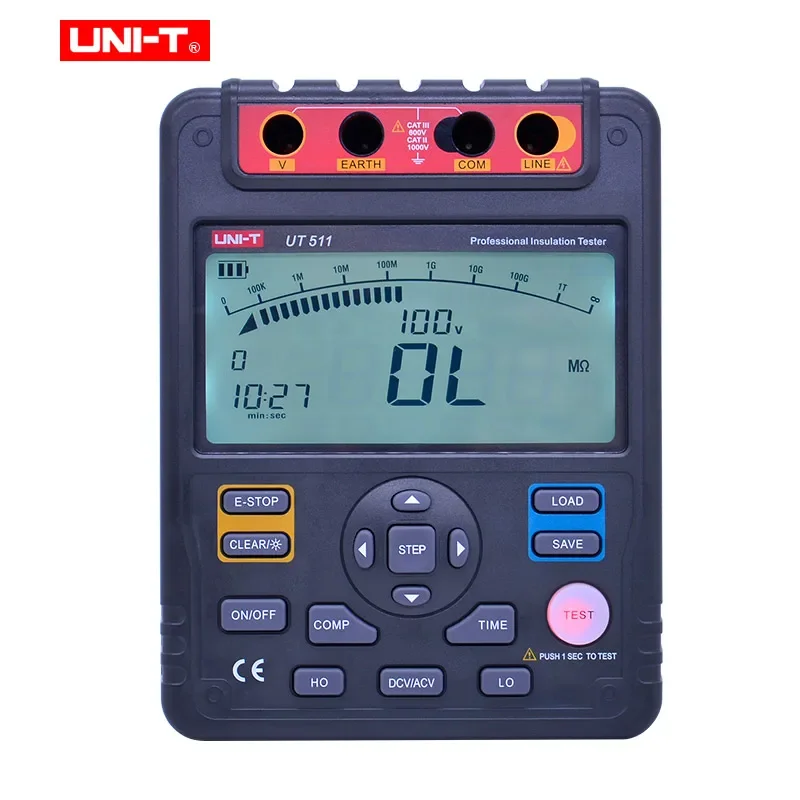 UNI-T Digital Insulation Resistance Test Meter UT511 Auto RangeOhmmeter 1000V LCD Backlight Megohmmeter Voltmeter