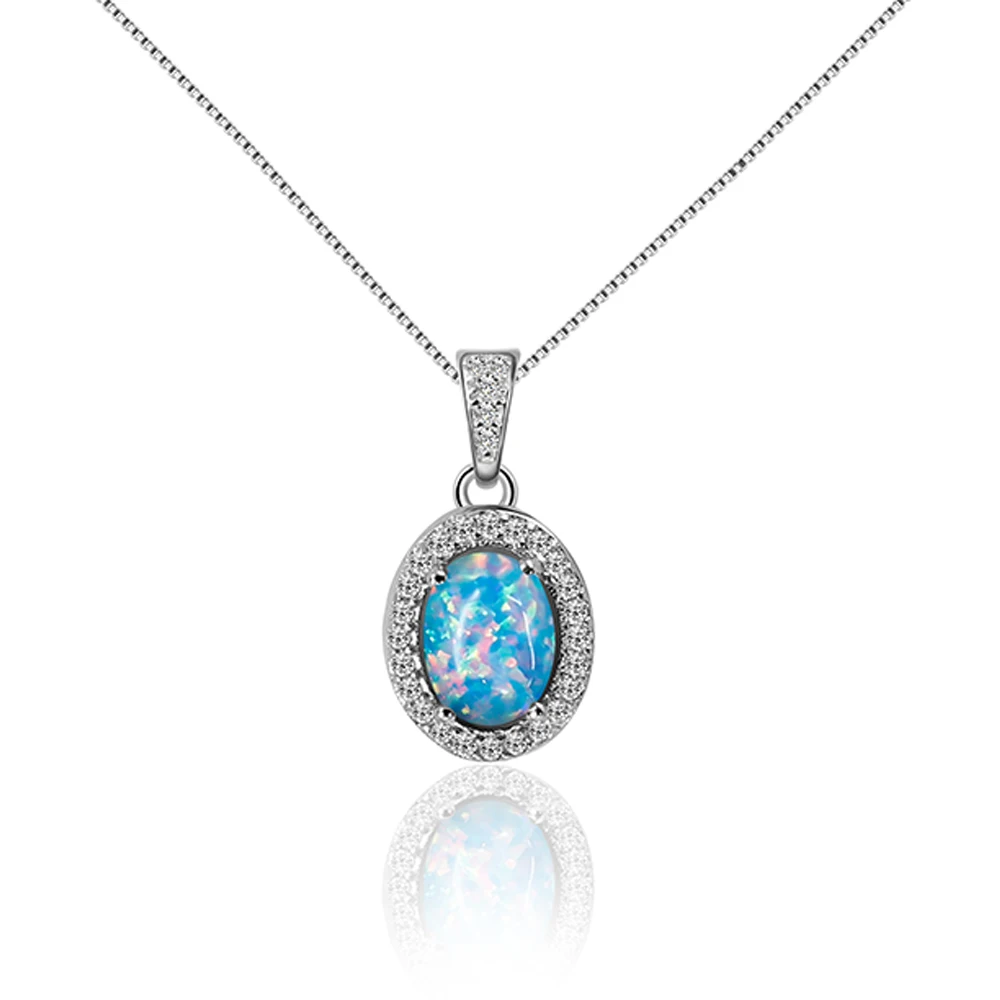 Classic Oval Shape Pendant 925 Silver DIY Color Opal Pendant for Women