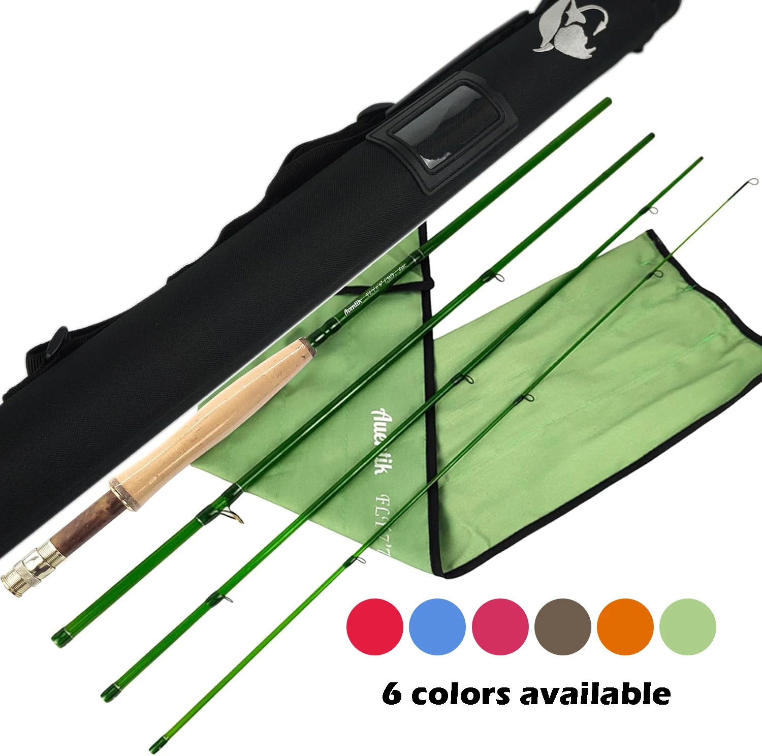 

Aventik S-Glass Fly Fishing Rod 6-8ft 1/2/3/4/5/8wt Ultra Light Classic Medium Fast Action Fiberglass Fly Rod with Carrying Case