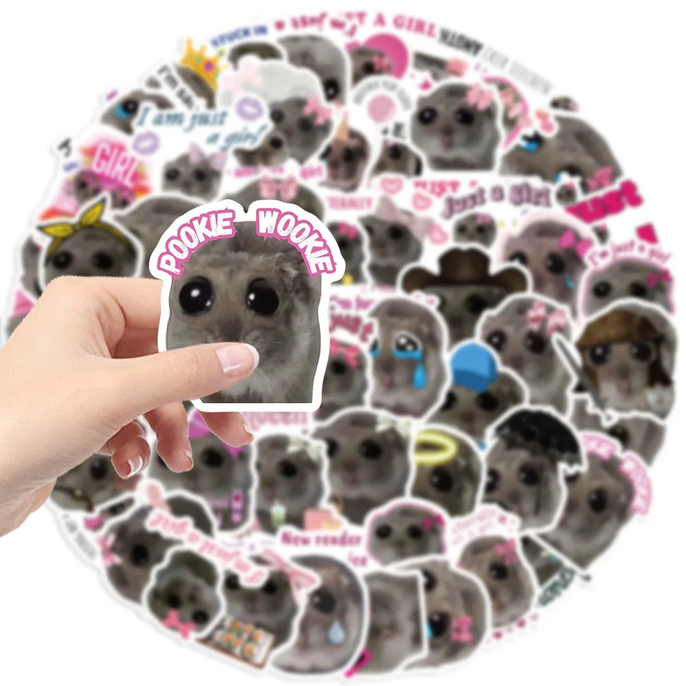 10/30/56pcs Cute Sad Hamster Funny Meme Stickers Kawaii Decals Kids Toys DIY Phone Notebook Bike Car Suitcase Skateboard Sticker