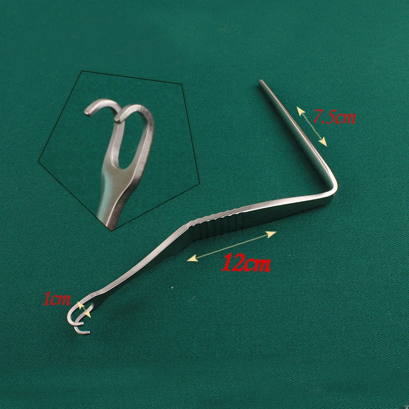 Retractor de nariz tipo L de acero inoxidable, instrumento de ángulo recto, herramientas de ángulo mandibular, retractor de párpados de doble cabeza