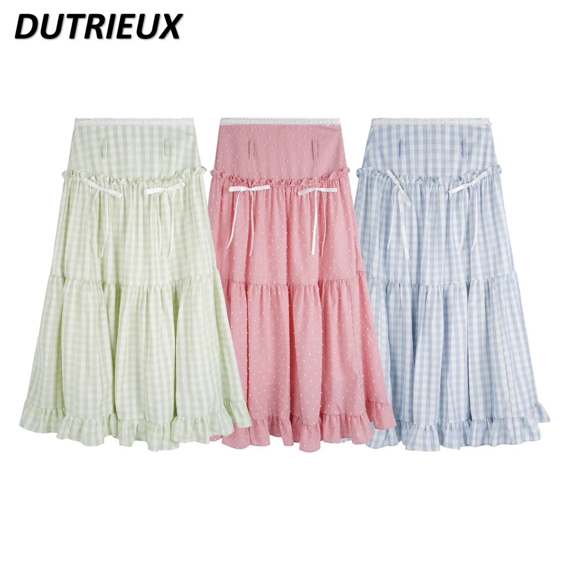 Women's Clothing 2024 Summer New Cute Sweet Casual Skirts for Lady Korean Style Loose-Fitting Pleated Long Skirt Female