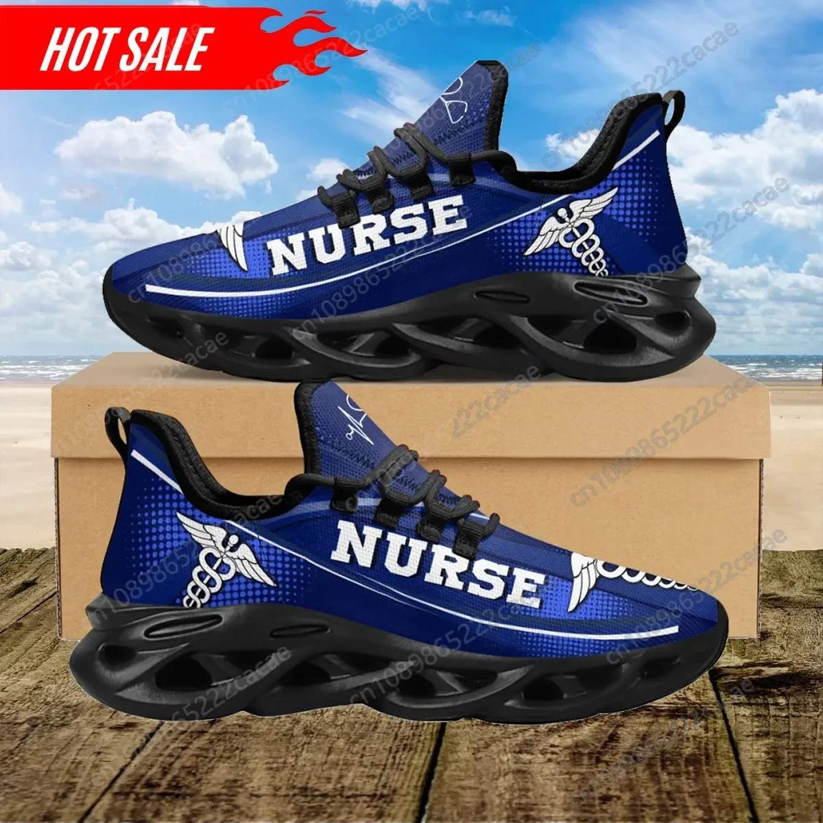 Paramedic Design Mesh Swing Sneakers Casual Lightweight Platform Shoes for Ladies EMT EMS Pattern Girls Nurse Shoes