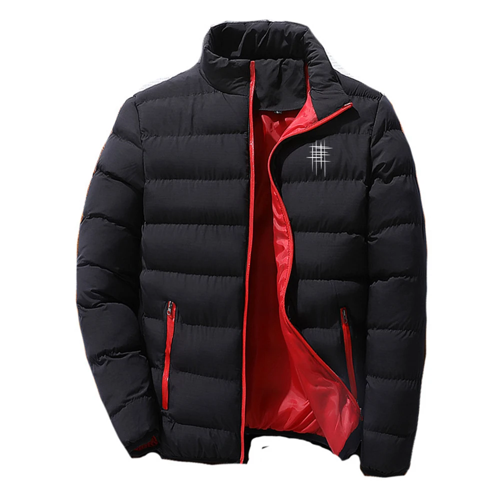 Creative line pattern Logo Print 2026 Autumn/Winter New Men's Jacket with Cotton Thickened Coat Warm and Simple Cotton Hoodies view 3
