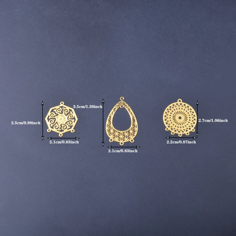 10 Stück Filigran-Schmuckverbinder aus Edelstahl, geometrischer Wassertropfen-Ohranhänger, DIY-Schmuck-Ohrring-Zubehör – Detail 2