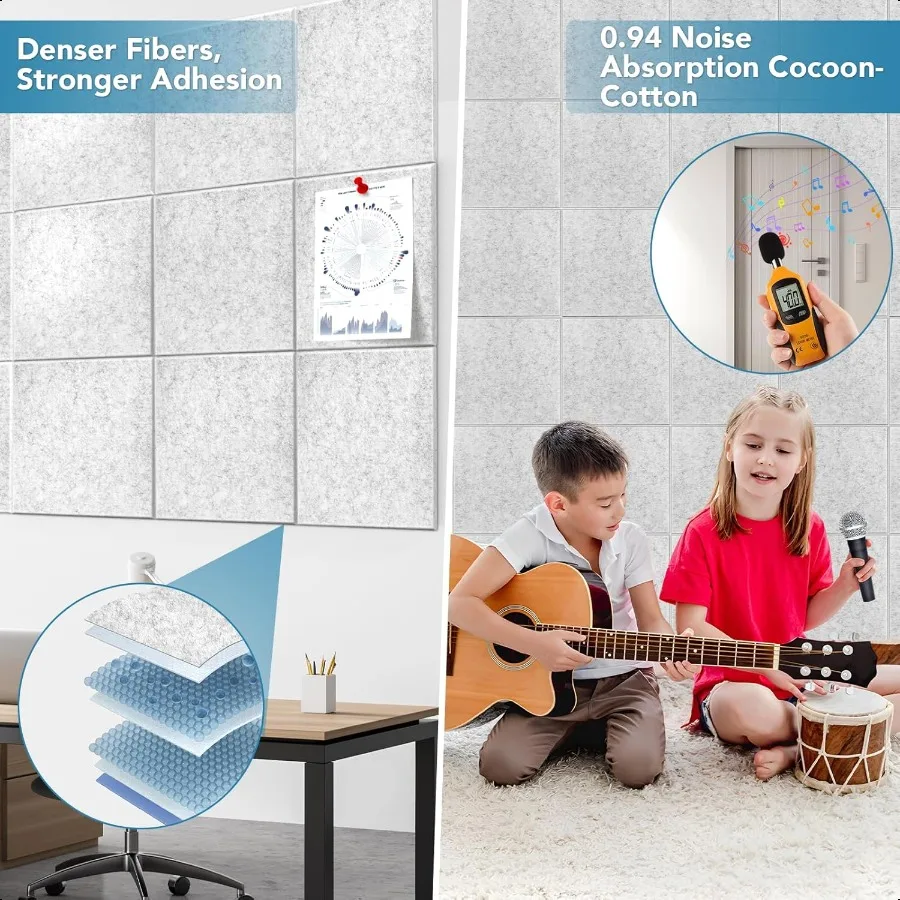 لوحة الفلين الكبيرة البديلة 12 حزمة 11.8 "x 11.8" بلاط الحائط مع علامات تبويب لاصقة آمنة قابلة للإزالة بلاط الحائط الفلين نشرة الخنزير #5