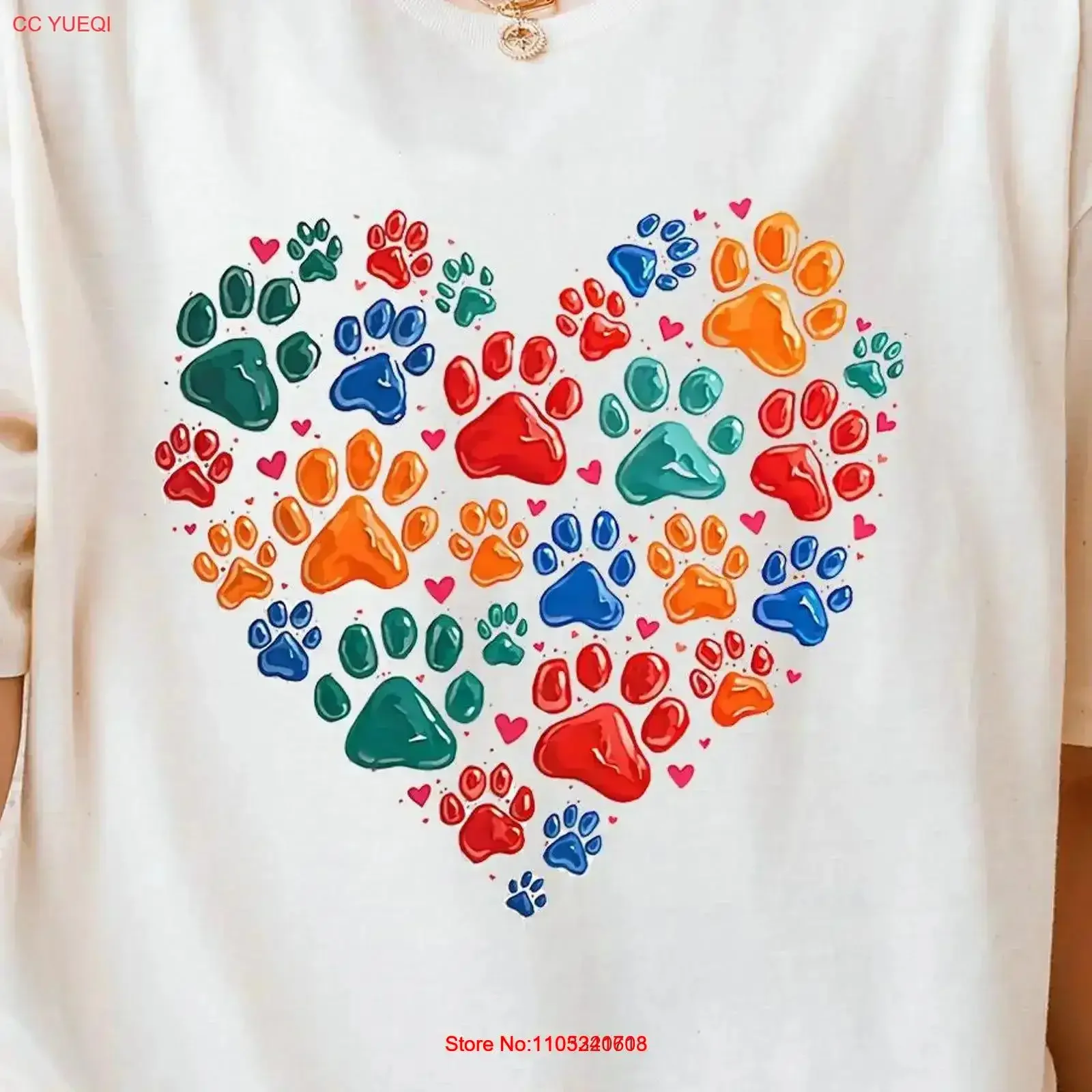 Heart Paw Print T Shirt Animal Lover Pet Owner Dog Mom Cat Dad Rescue Cute Design vintage Washed streetwear designer clothes