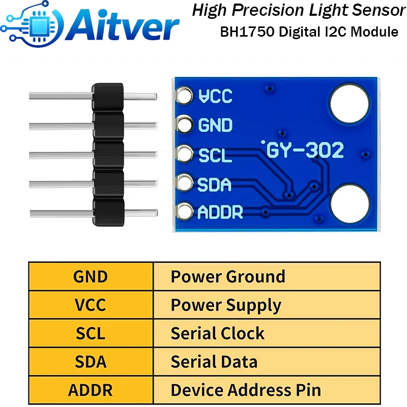 GY302 BH1750 Digital Light Sensor Module 16 Bit Ambient Light Detector I2C 3 to 5V for Arduino ESP32 Raspberry Pi - view 3