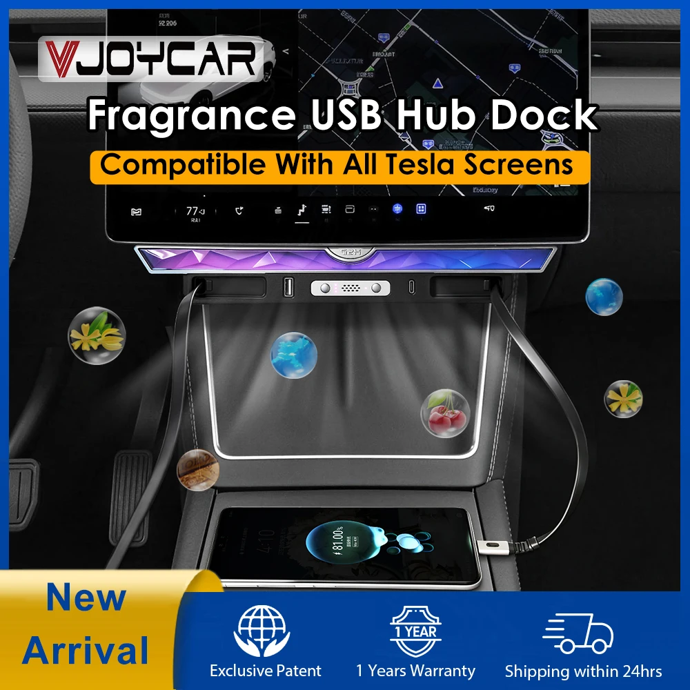 VJOYCAR USB Type-C Fast Charger with Ambient Light for Tesla Model 3 Y X S YL All Range Fragrance Expansion Hub Dock Station