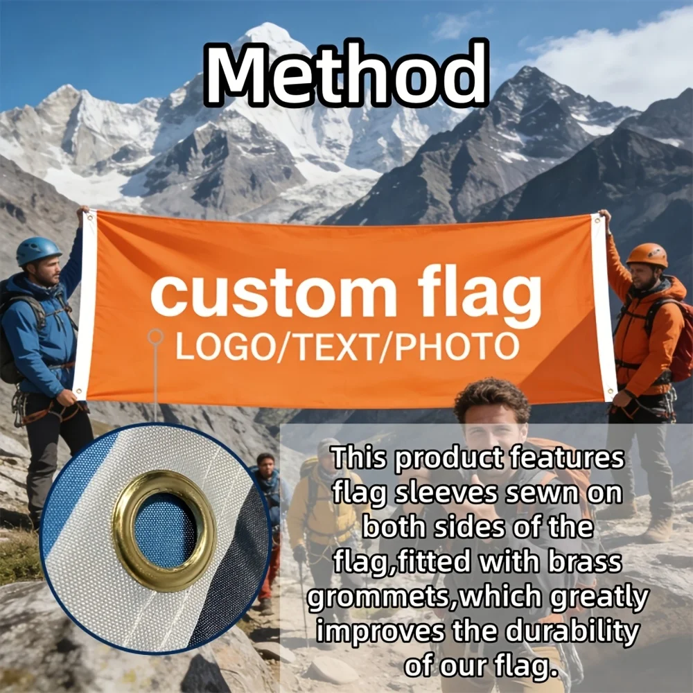 1pc Custom Flag Banner, Both Left and Right Side with 2 Grommets on Shaft Cover, Personalized Banner Home Party Outdoor Decor