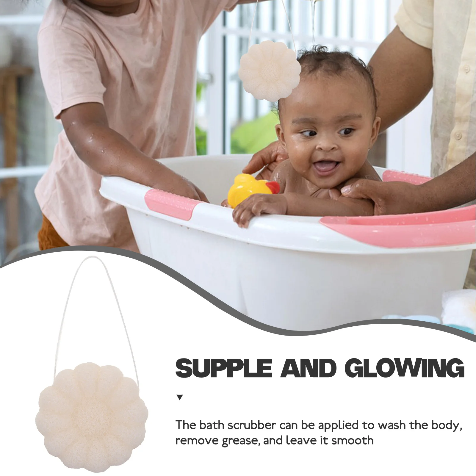 

1Pcs Infant Bath Sponge Portable Baby Bathing Accessory Comfortable Bath Scrubber Pumpkin Shape Baby Body Cleanser