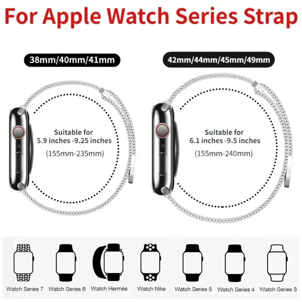 Milanese Strap for iWatch Band 46mm 42mm 45mm 41mm 44mm 40mm 49mm Bracelet iWatch Series 10 Strap 9 8 7 6 5 4 SE Sport Band