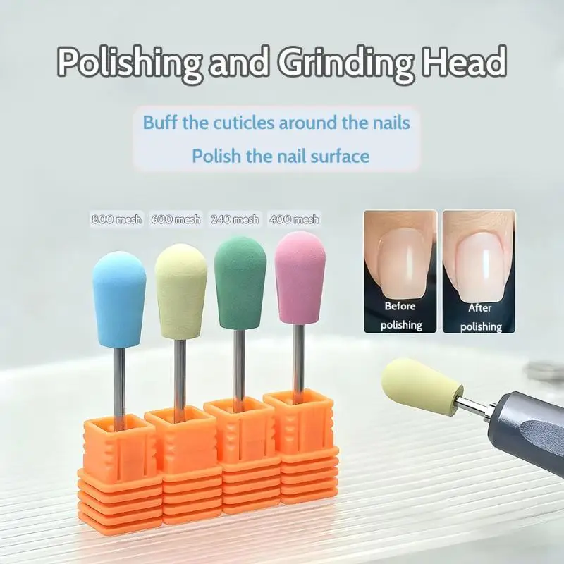 네일 아트 실리콘 그라인딩 헤드 안전하고 빠른 샌딩 폴리싱 네일 드릴 비트 전동 그라인더 로터리 버 헤드 큐티클