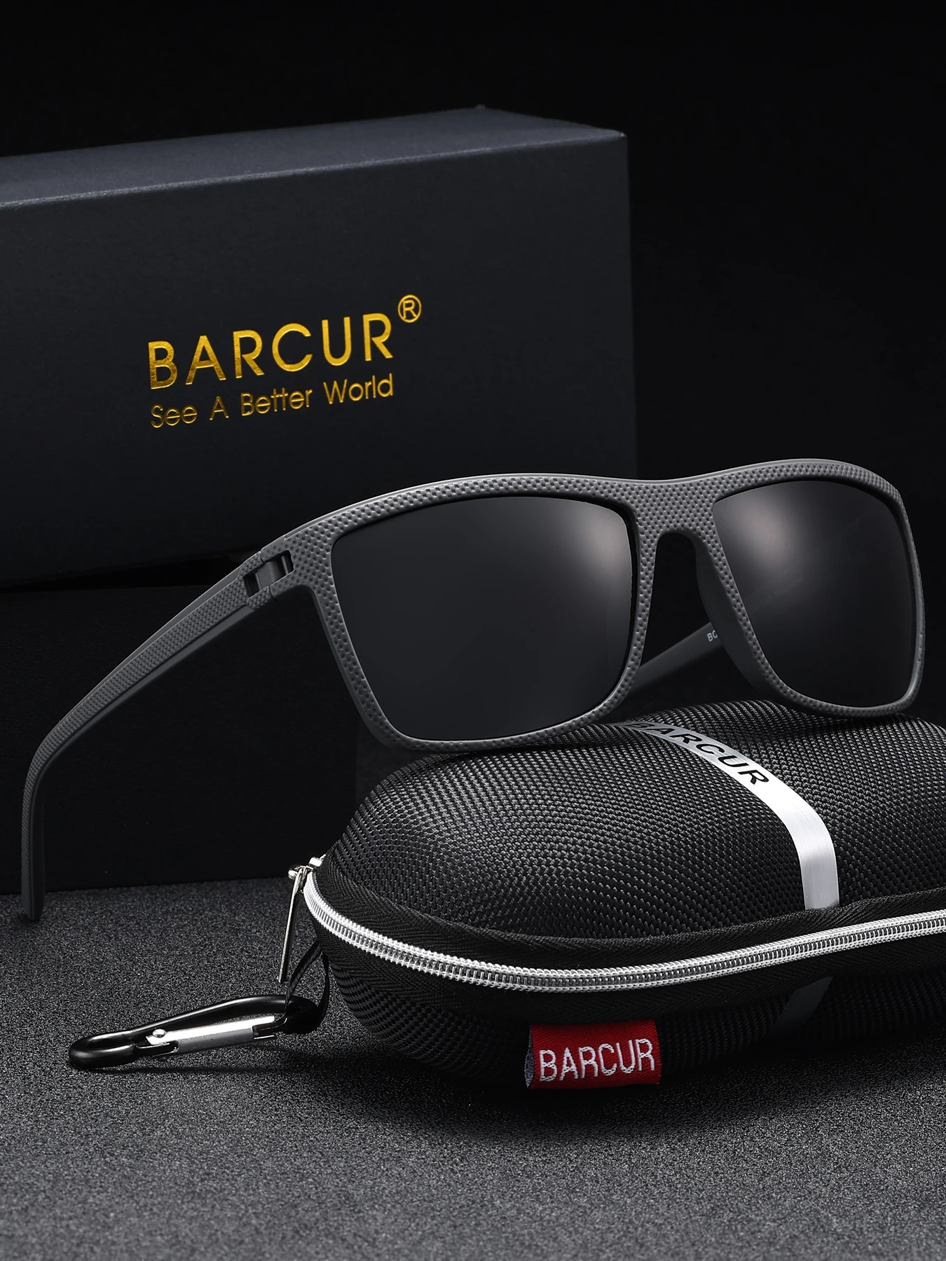 BARCUR Marke Klassische Männer Sonnenbrille Komfort Langlebig PC Rechteckigen Rahmen TAC Objektiv Vielseitig Alter Polarisierte Sonnenbrille 4
