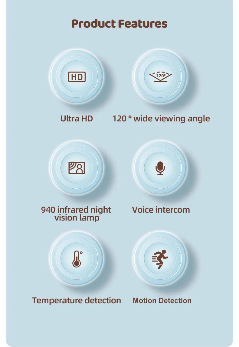 Tuya Baby Monitor 1080P مع APP 2.4Ghz WiFi Wireless Smart Home Security Protection Video Surveillance