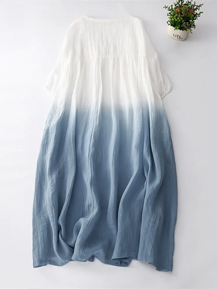 Verão novo solto tamanho grande vestido adient dr leve linho dupla camada saia longa dr algodão linho a linha dr