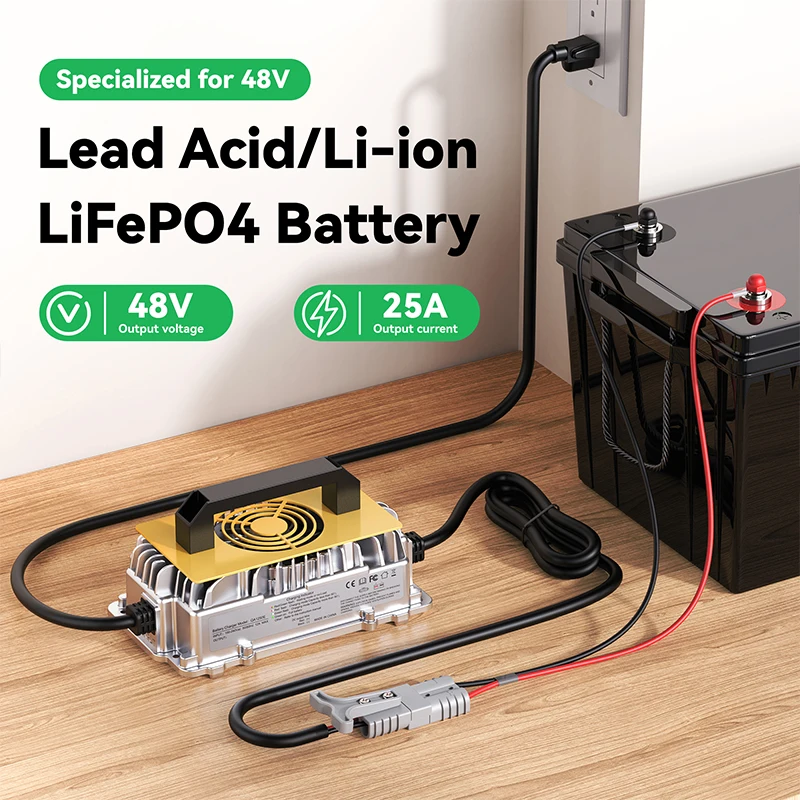 Industrial Professional 48V 18A 1250W Battery Charger VOITATOP Portable AC Charger for Marine EV & Golf Cart