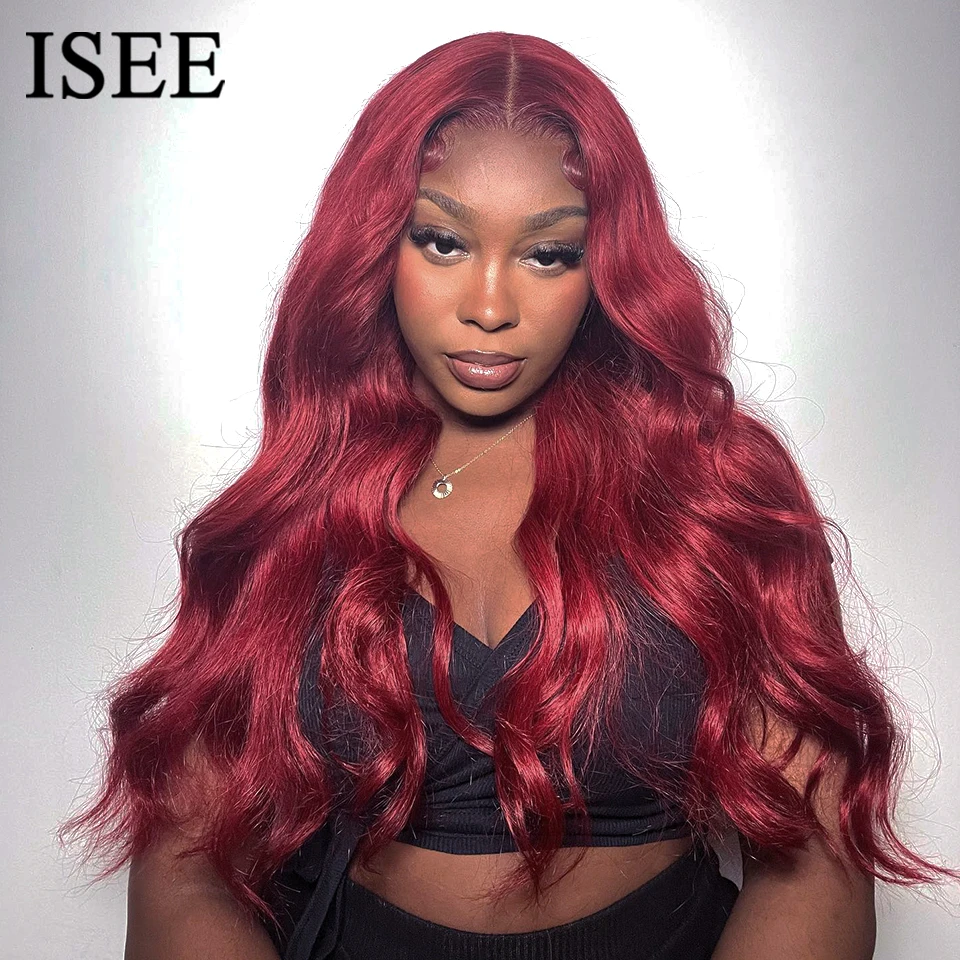 

Wear Go Glueless Human Hair Wig ISEE Hair Peruvian Body Wave 99j Burgundy Colored 6x4 Lace Glueless Human Hair Wig Ready To Wear